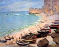 Bateaux sur la plage d’Etretat Claude Monet